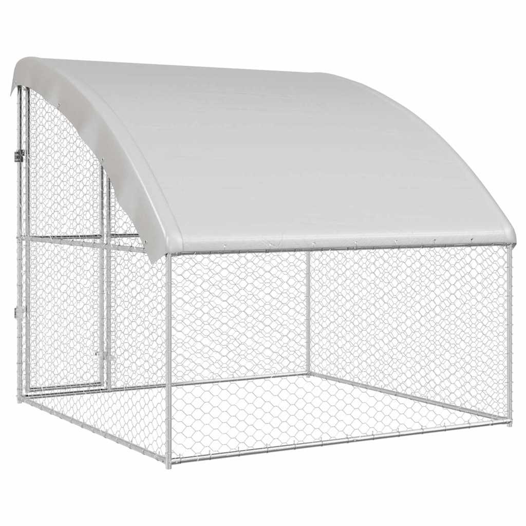 Dog Kennel with Storage Silver 2 x 2 x 2 m Galvanised steel