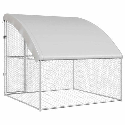 Dog Kennel with Storage Silver 2 x 2 x 2 m Galvanised steel