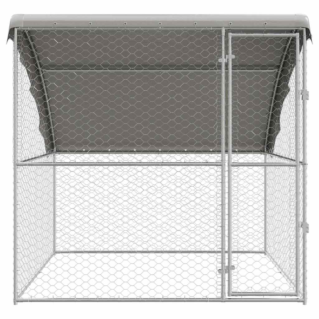 Dog Kennel with Storage Silver 2 x 2 x 2 m Galvanised steel