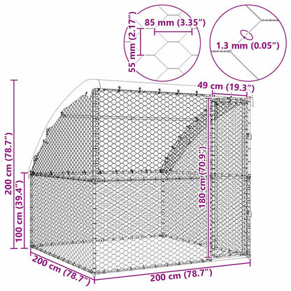 Dog Kennel with Storage Silver 2 x 2 x 2 m Galvanised steel