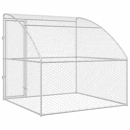 Dog Kennel with Storage Silver 2 x 2 x 2 m Galvanised steel