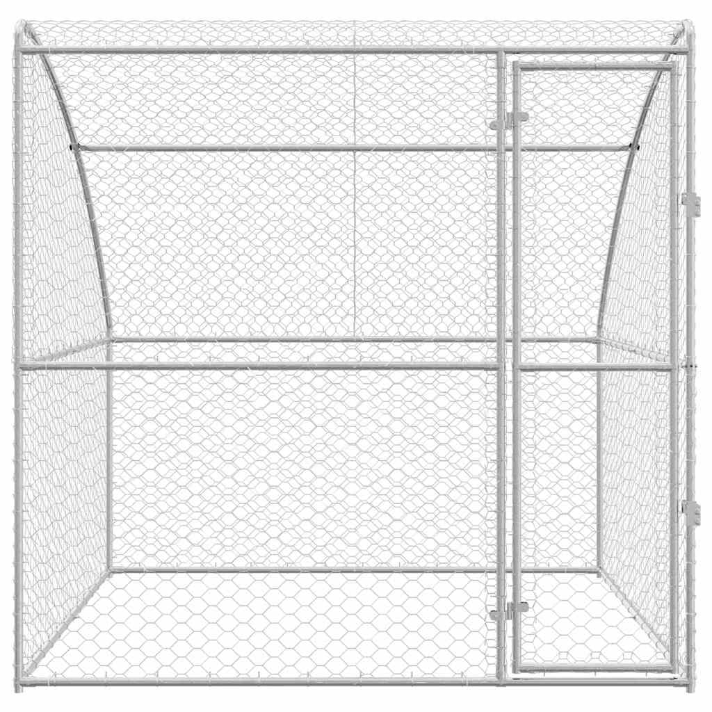 Dog Kennel with Storage Silver 2 x 2 x 2 m Galvanised steel