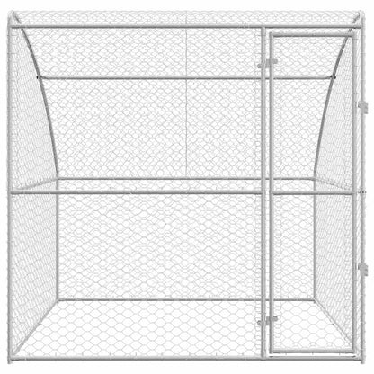 Dog Kennel with Storage Silver 2 x 2 x 2 m Galvanised steel