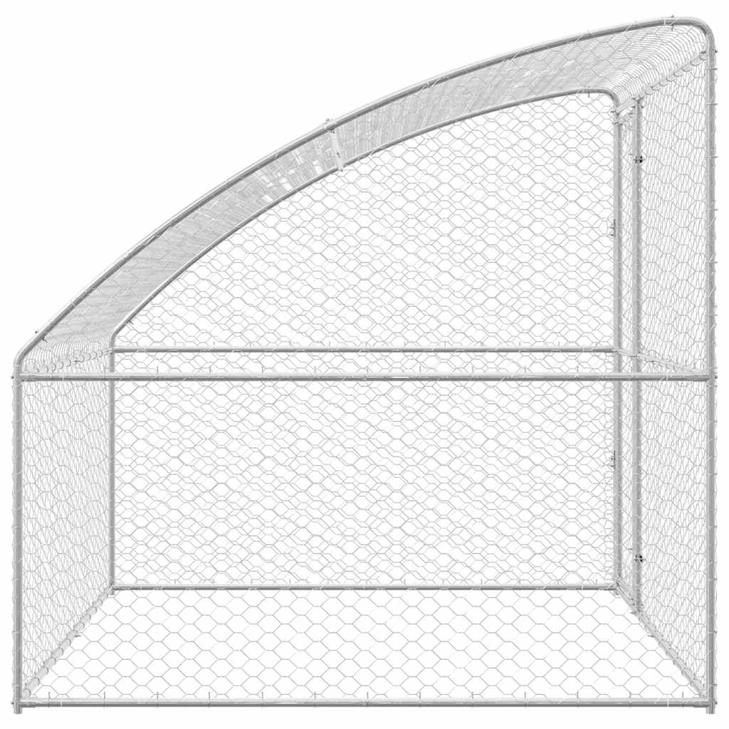 Dog Kennel with Storage Silver 2 x 2 x 2 m Galvanised steel