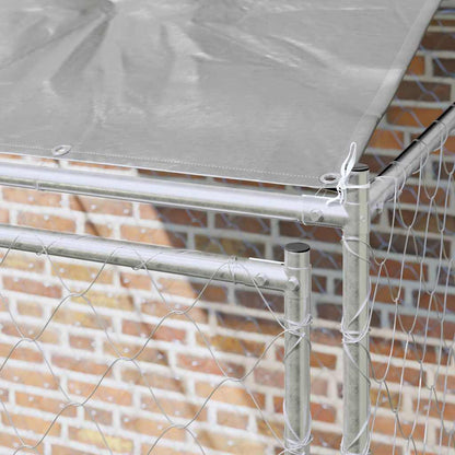 Dog Cage with Roof Silver 200 x 200 x 258 cm Steel and PE