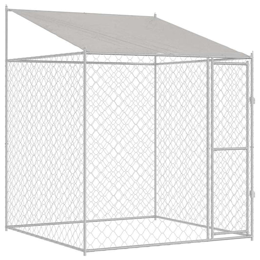 Dog Cage with Roof Silver 200 x 200 x 258 cm Steel and PE