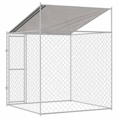 Dog Cage with Roof Silver 200 x 200 x 258 cm Steel and PE