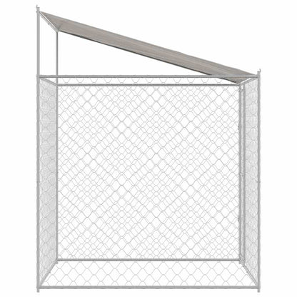 Dog Cage with Roof Silver 200 x 200 x 258 cm Steel and PE