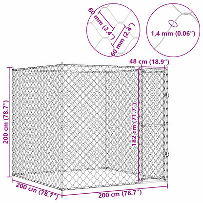 Dog Cage Silver 200 x 200 x 200 cm Galvanised Steel