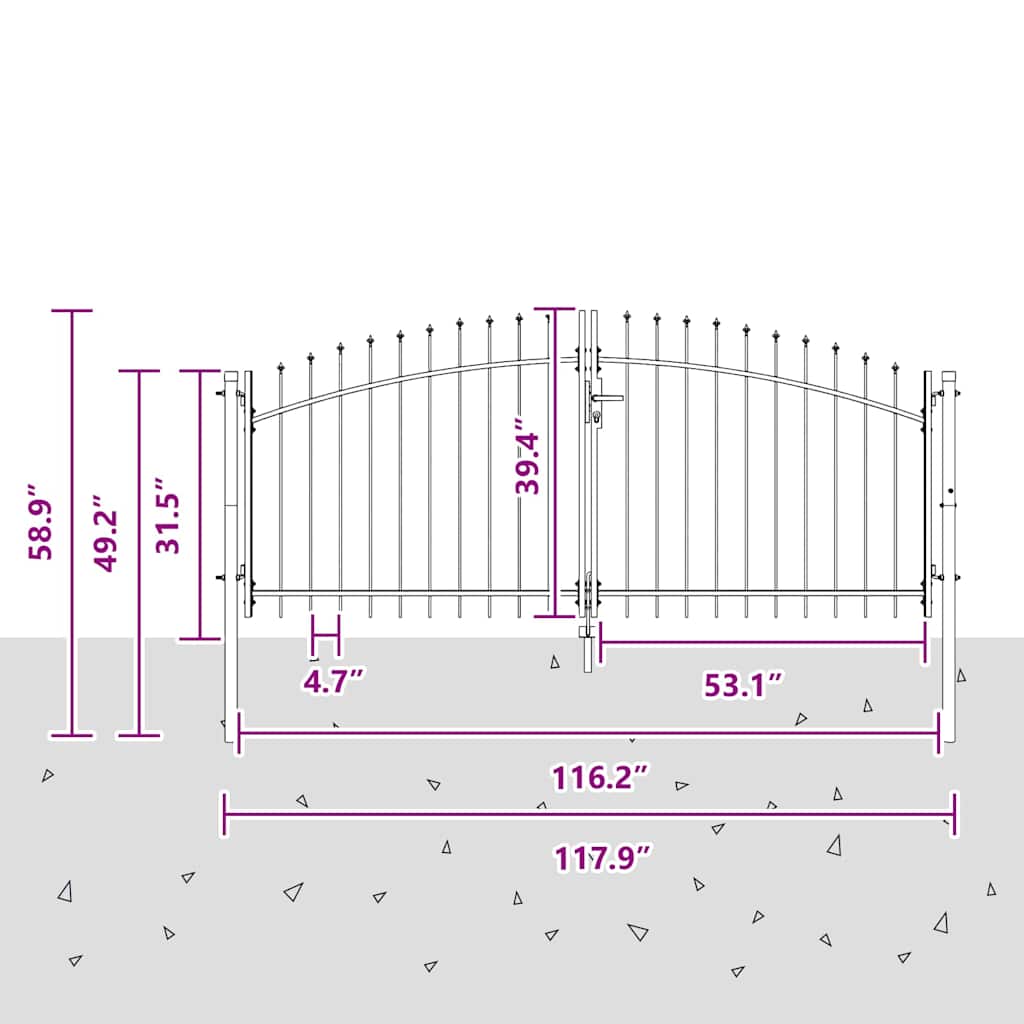 Double Gate with Lock Woerden Grey 299.5 x 149.5 cm Steel