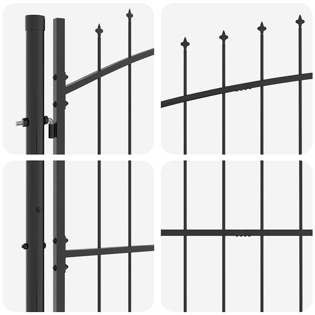 Double Gate with Lock Grey 299.5 x 174.5 cm Steel