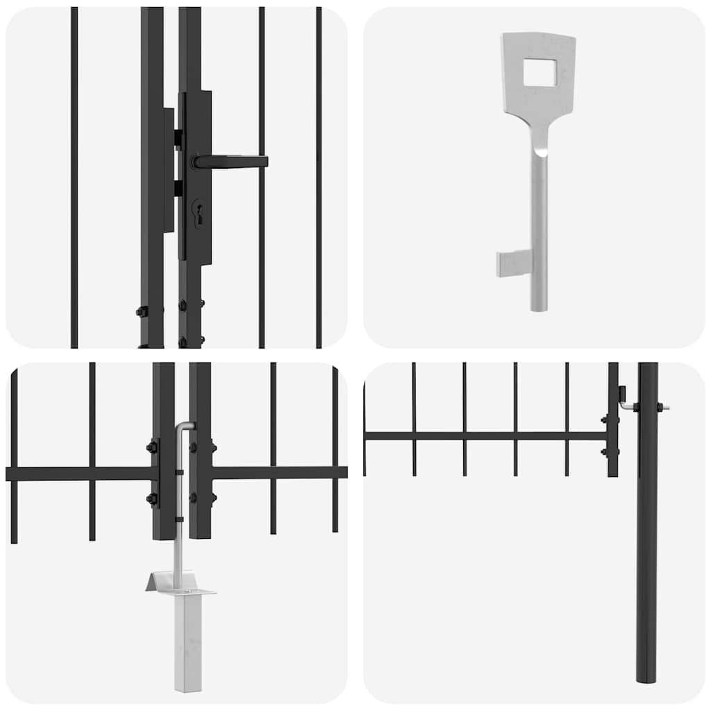 Double Gate with Lock Grey 299.5 x 174.5 cm Steel