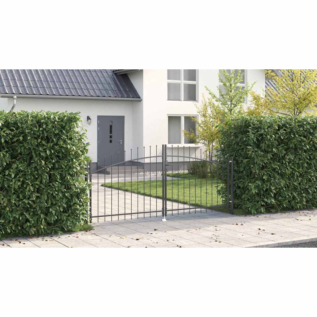 Double Gate with Lock Grey 299.5 x 174.5 cm Steel