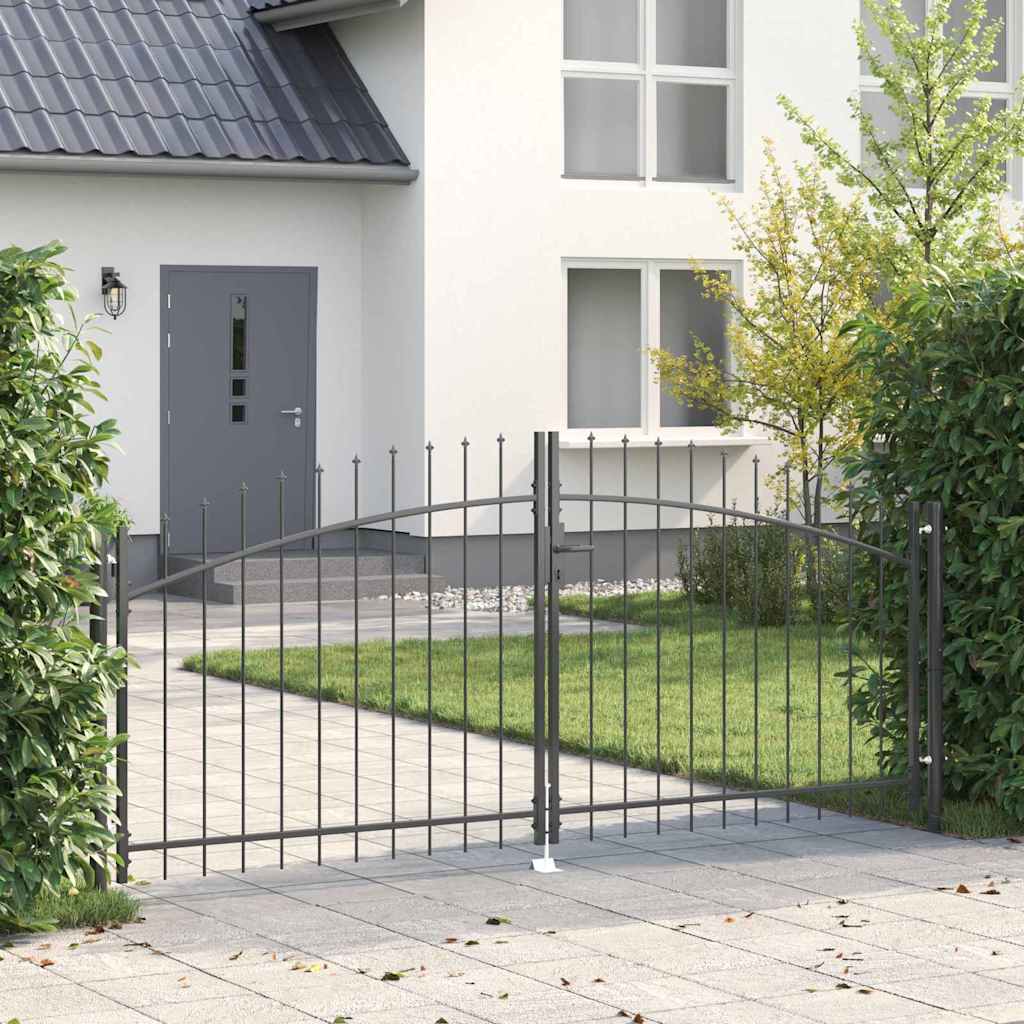 Double Gate with Lock Grey 299.5 x 174.5 cm Steel