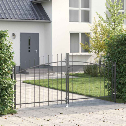 Double Gate with Lock Grey 299.5 x 174.5 cm Steel