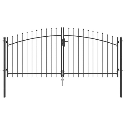 Double Gate with Lock Grey 299.5 x 174.5 cm Steel
