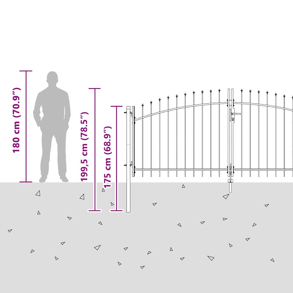 Double Gate with Lock Woerden Grey 299.5 x 199.5 cm Steel
