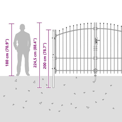 Double Gate with Lock Woerden Grey 299.5 x 224.5 cm Steel