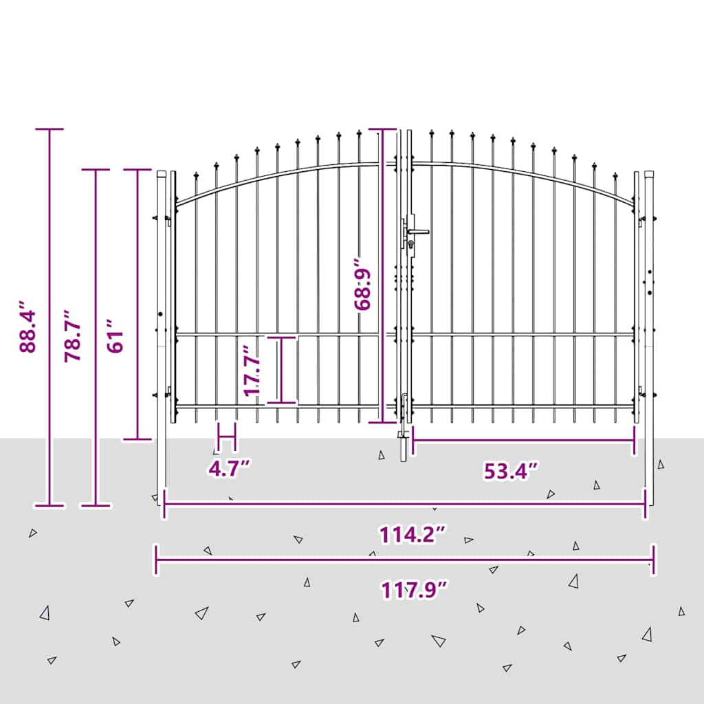 Double Gate with Lock Woerden Grey 299.5 x 224.5 cm Steel