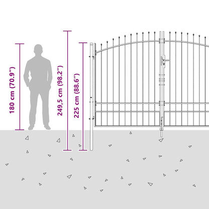 Double Gate with Lock Woerden Grey 299.5 x 249.5 cm Steel