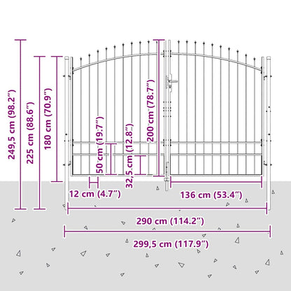 Double Gate with Lock Woerden Grey 299.5 x 249.5 cm Steel
