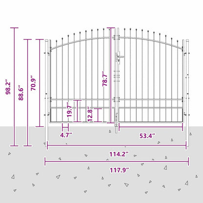 Double Gate with Lock Woerden Grey 299.5 x 249.5 cm Steel