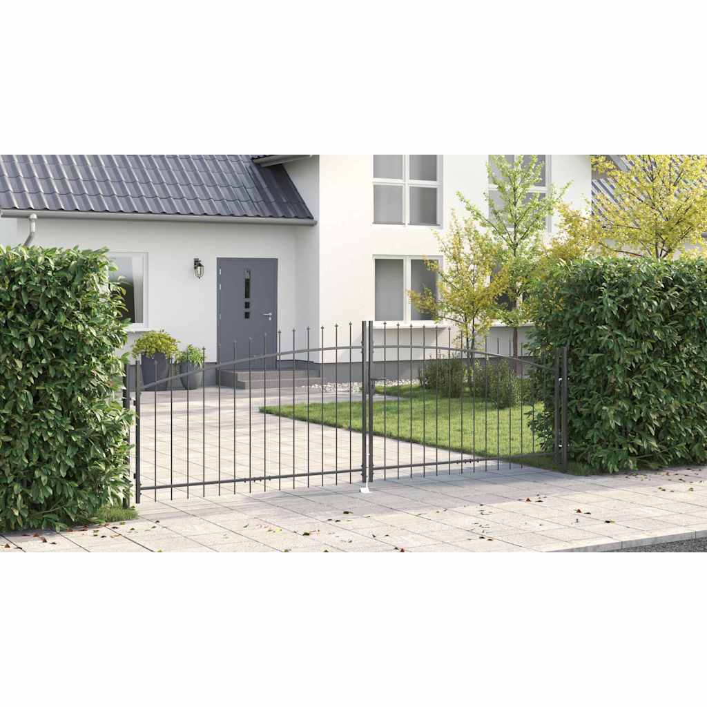 Double Gate with Lock Woerden Grey 400 x 174.5 cm Steel