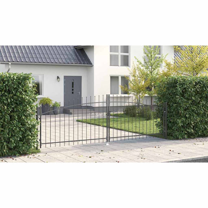 Double Gate with Lock Woerden Grey 400 x 199.5 cm Steel