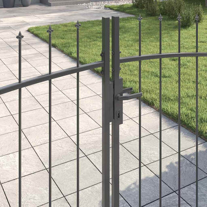 Double Gate with Lock Grey 400 x 199.5 cm Steel