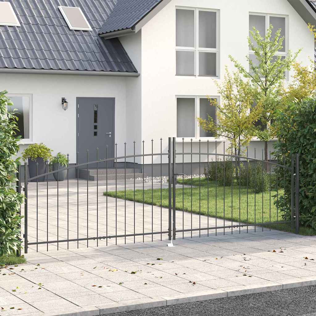 Double Gate with Lock Grey 400 x 199.5 cm Steel