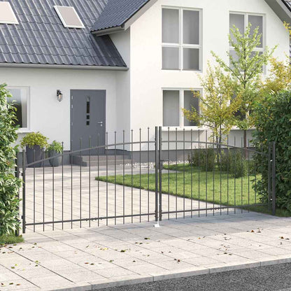 Double Gate with Lock Grey 400 x 199.5 cm Steel