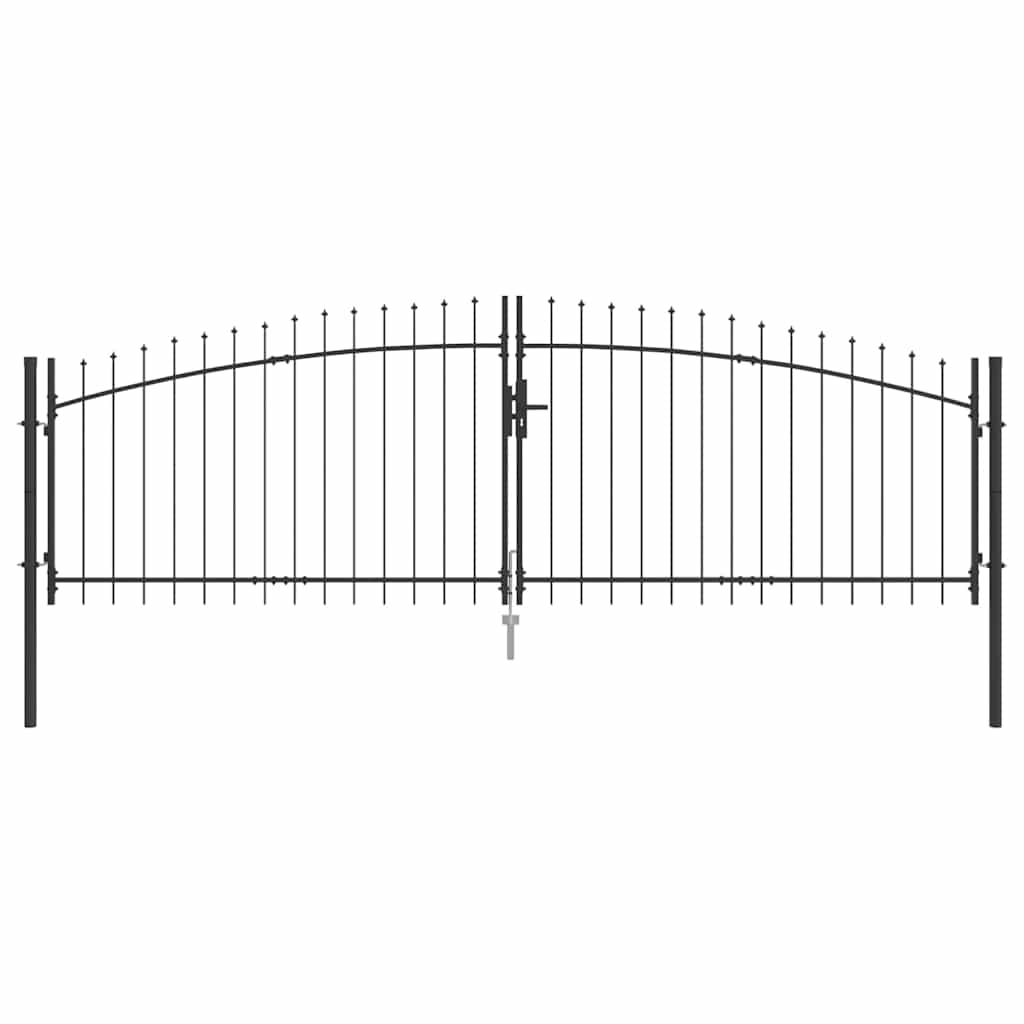 Double Gate with Lock Grey 400 x 199.5 cm Steel