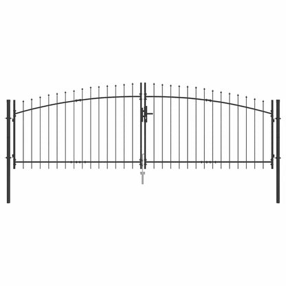 Double Gate with Lock Grey 400 x 199.5 cm Steel