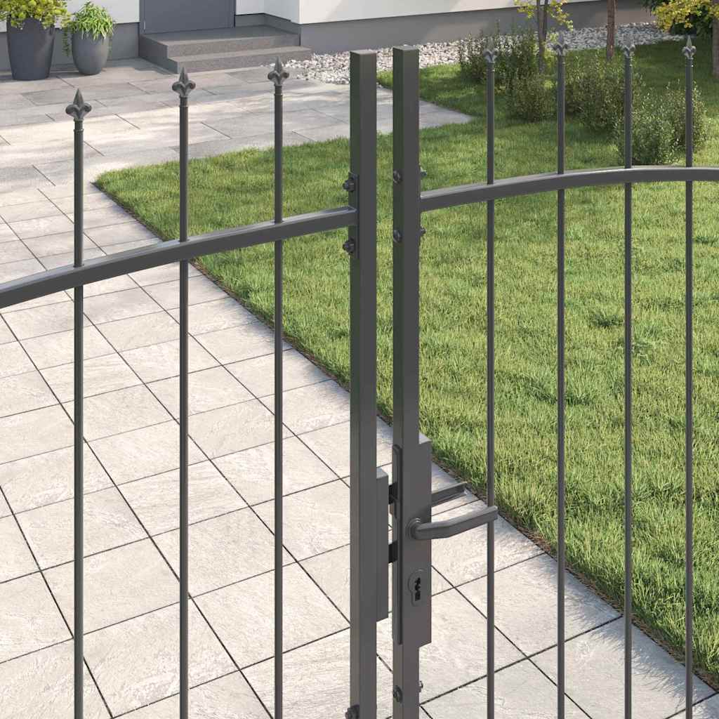 Double Gate with Lock Woerden Grey 400 x 224.5 cm Steel