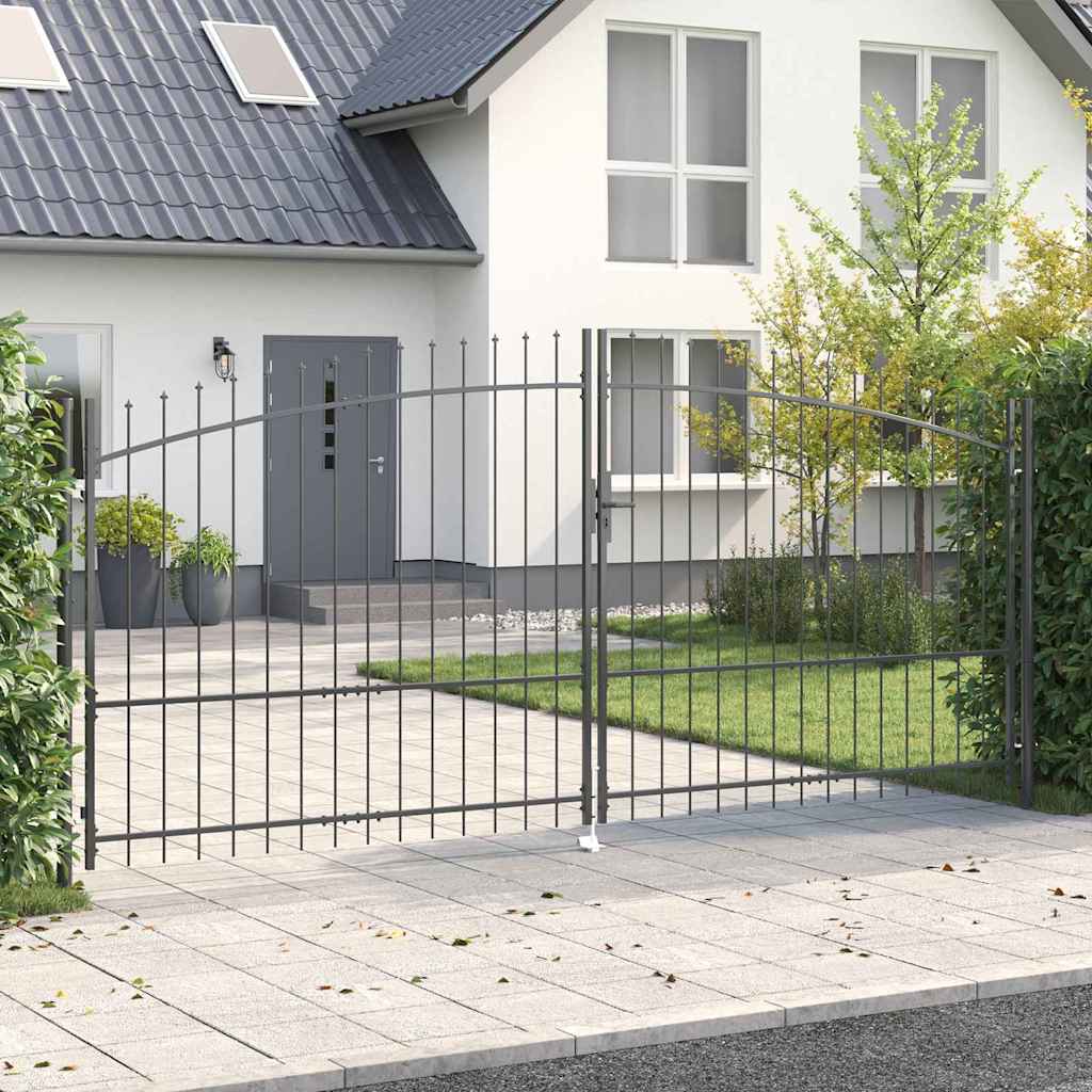 Double Gate with Lock Woerden Grey 400 x 224.5 cm Steel