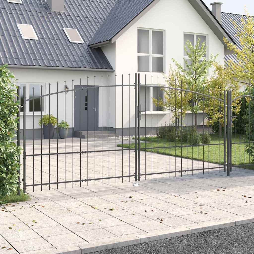 Double Gate with Lock Woerden Grey 400 x 224.5 cm Steel