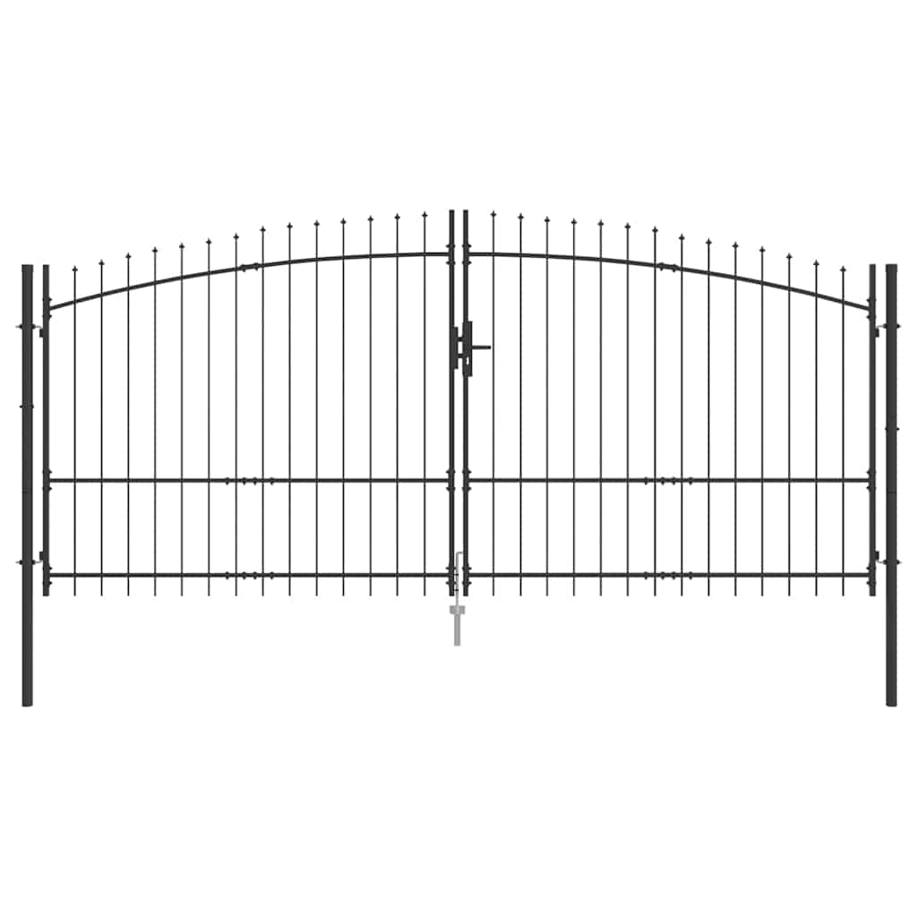 Double Gate with Lock Woerden Grey 400 x 224.5 cm Steel