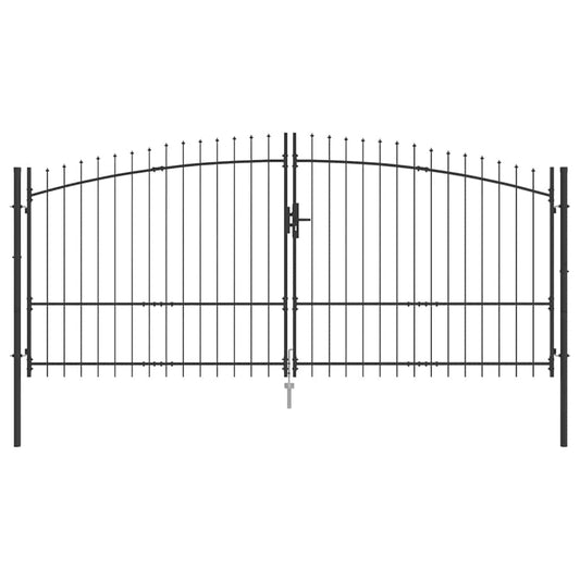 Double Gate with Lock Woerden Grey 400 x 224.5 cm Steel
