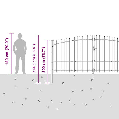 Double Gate with Lock Woerden Grey 400 x 224.5 cm Steel