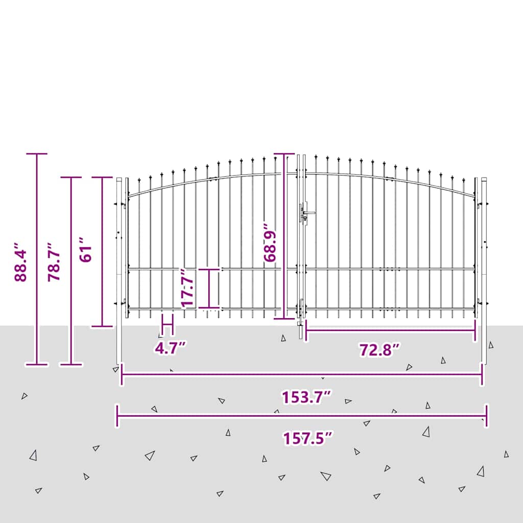 Double Gate with Lock Woerden Grey 400 x 224.5 cm Steel