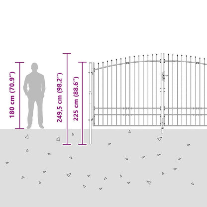 Double Gate with Lock Woerden Grey 400 x 249.5 cm Steel