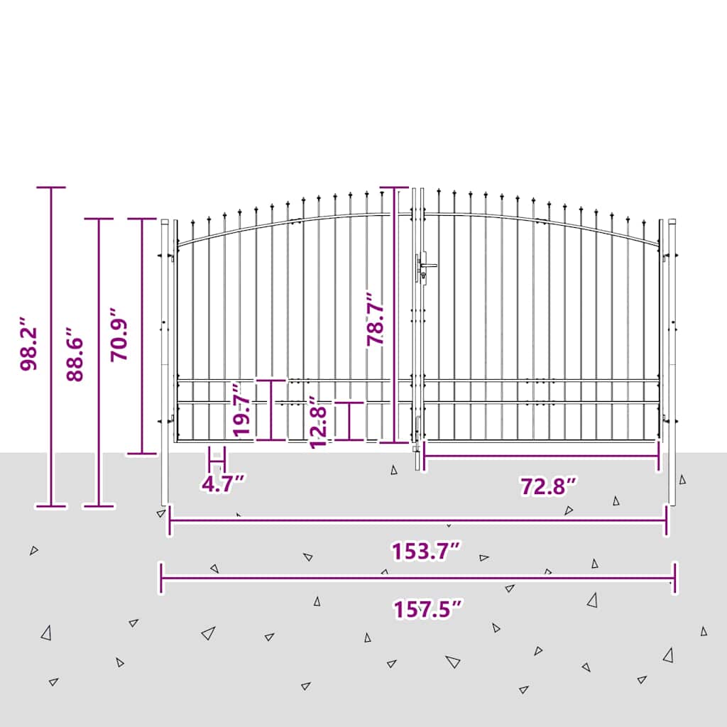 Double Gate with Lock Woerden Grey 400 x 249.5 cm Steel