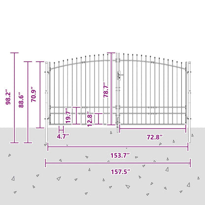 Double Gate with Lock Woerden Grey 400 x 249.5 cm Steel