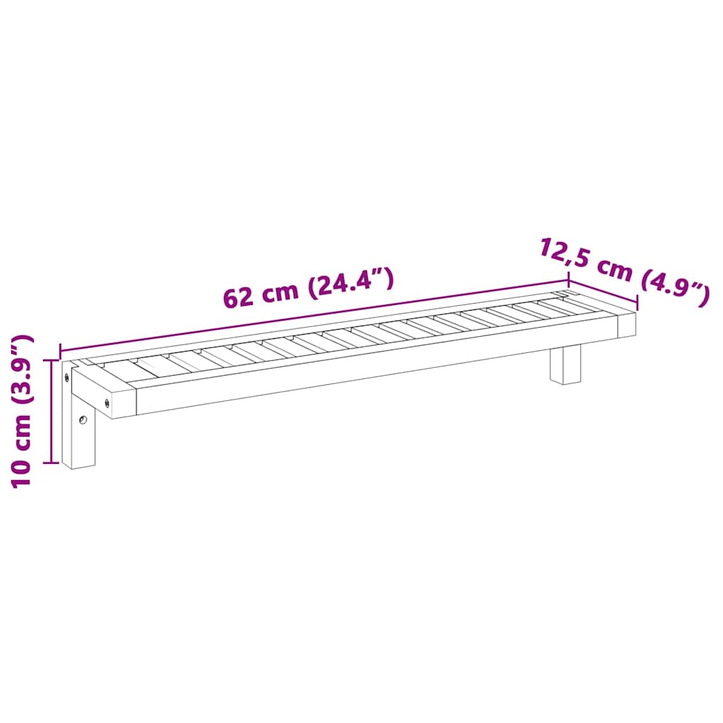 Wall Hanging Rack Natural 62 x 10 x 12.5 cm Solid Walnut Wood