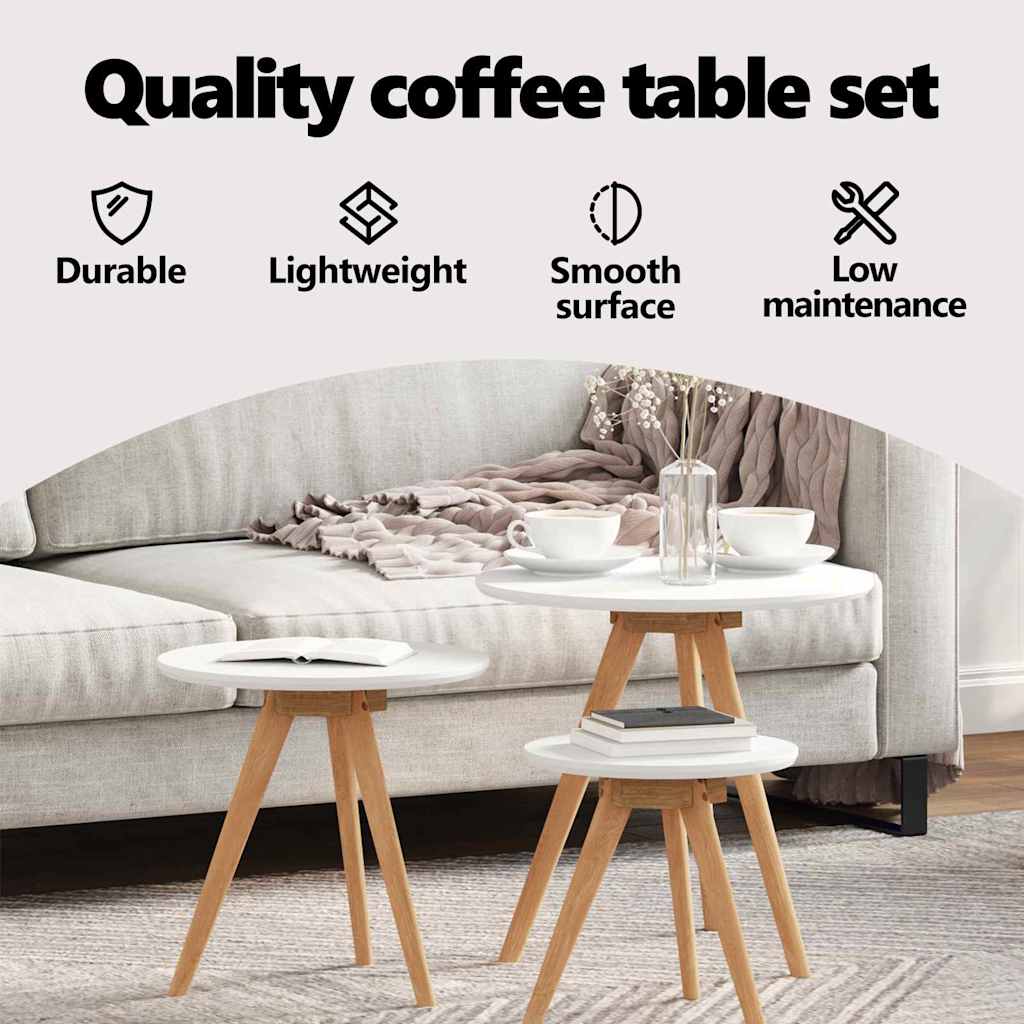 Coffee Table 3 pcs Brown Solid Walnut Wood