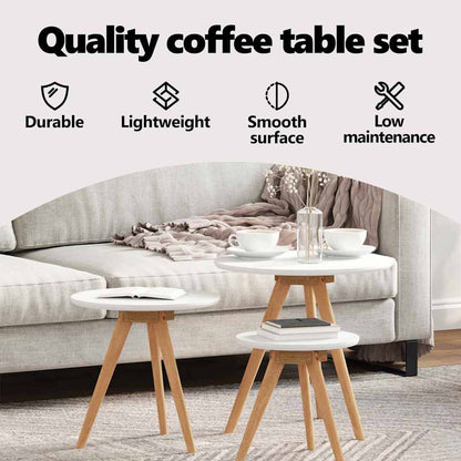 Coffee Table 3 pcs Brown Solid Walnut Wood