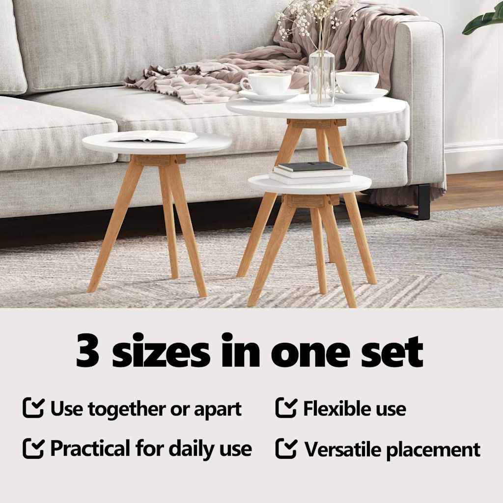 Coffee Table 3 pcs Brown Solid Walnut Wood