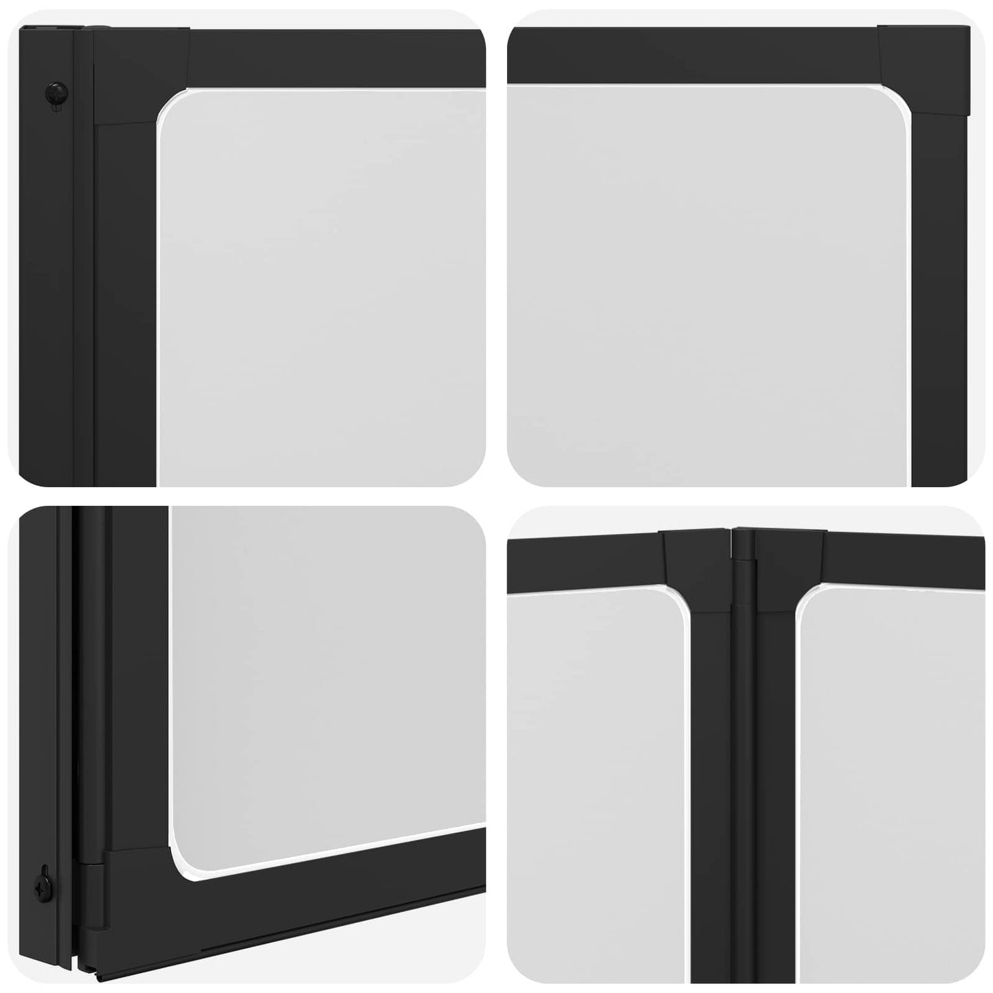 Shower Screen Folding Black 132 x 2 x 140 cm Aluminium and PP