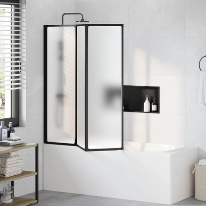 Shower Screen Folding Black 132 x 2 x 140 cm Aluminium and PP
