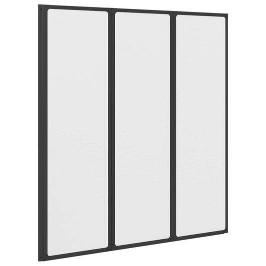 Shower Screen Folding Black 132 x 2 x 140 cm Aluminium and PP